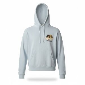 Fiorucci Women’s Angels Hoodie Light Blue Logo Pullover Sweatshirt Size M Cotton